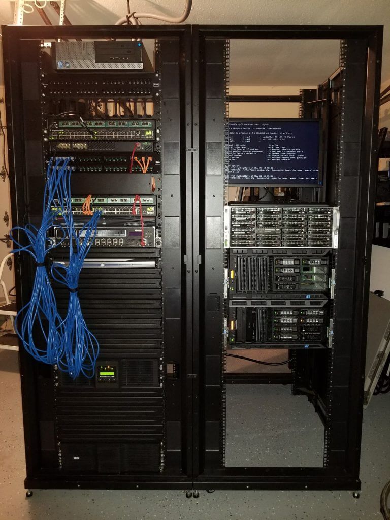 Modern server room with glowing lights